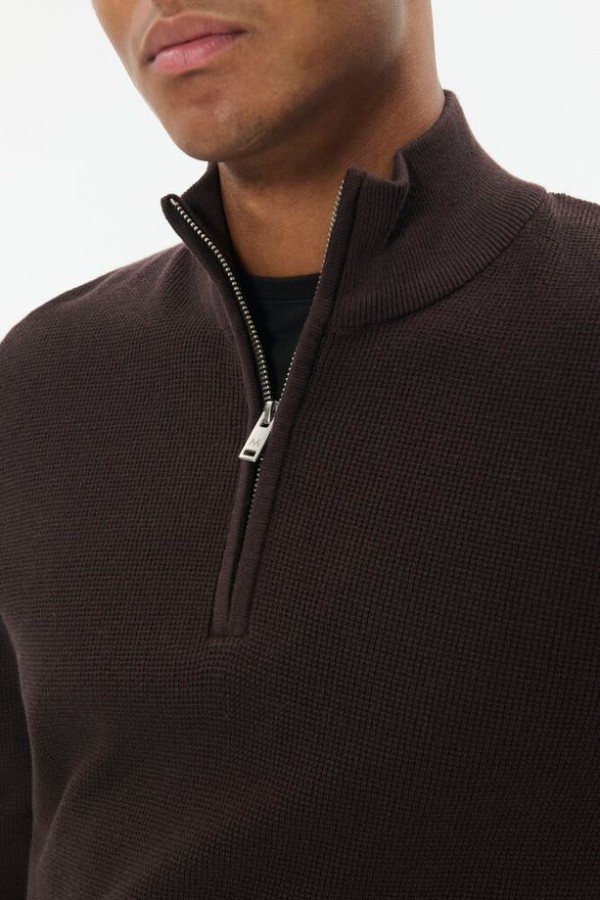 Afbeelding van 30207192 LAGOON 190912 Chocolate Brown - Heren Half Zip Trui - Matinique